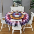thumbnail image 2 of Colorful Tie Dye Mandala Pattern Round Tablecloth 60"x60",Wrinkle Wipeable Table Cloth for Kitchen Dining Room Picnic Patio Party, 2 of 6