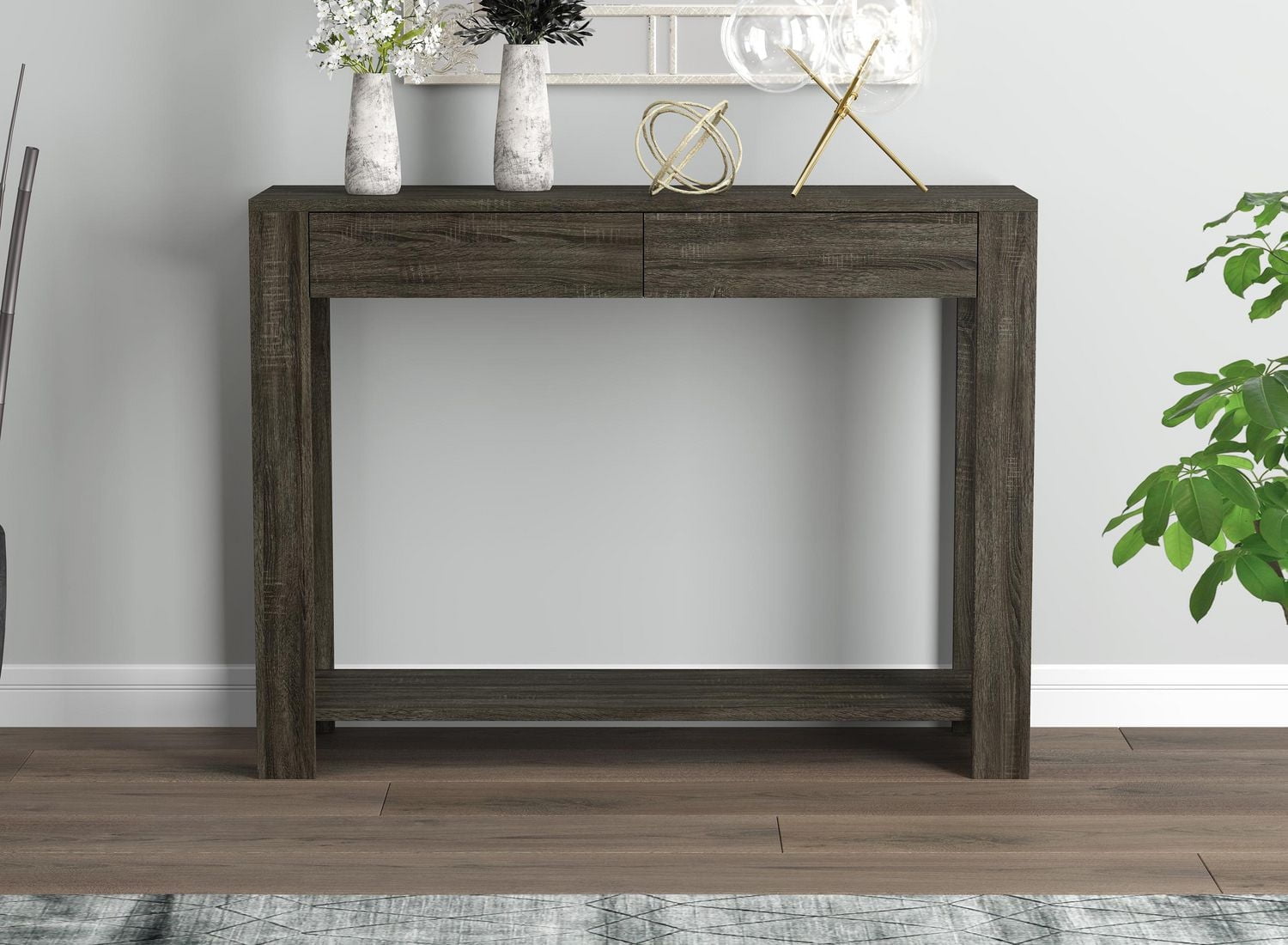 Safdie & Co. Console Table 40" Grey With 2 Drawers