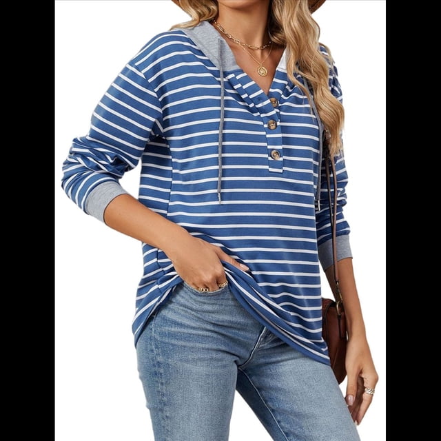 Sudaderas con Capucha de Moda para Mujer, Sudaderas Holgadas de Gran Tamaño, Camisetas de Larga, Corte Holgado Azul M