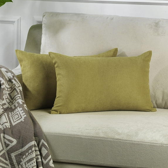 3S Brother's Solid Color Cushion Cover Velvet Look Home Décor Throw Pillow Case with Invisible Zipper Set of 2 Pieces for Chair Couch Bedroom & Livingroom Décor Pillowcase - Cream 12"x20" Each