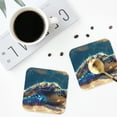 thumbnail image 5 of Pofeuu Sunshine Underwater Sand Turtle Print Leather Coasters Set of 6, Round Cups Mugs Mat Pad for Home Kitchen Heat Resistant Drink Coasters,Square, 5 of 7