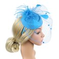 thumbnail image 6 of Women's Feather Fascinators Hat - Hair Pin Cocktail Headwear Pillbox Hat  Sky Blue (One Size), 6 of 6