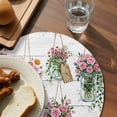 thumbnail image 3 of Pink Spring Floral Round 15 Inch Placemats Set of 6, Wooden Elegant Farmhouse Botanical HeatResistant Non Slip Place Mats for Dining Table, Wipeable Braided Kitchen Table Mats for Housewarming, 3 of 9