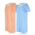 thumbnail image 2 of JEFFRICO 2 Pack House Dresses for Women with Pockets - Lightweight Breathable Short Sleeve Muumuu & Nightgowns - Snap Front Housecoat and Dusters for Women, 2 of 4
