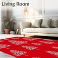 thumbnail image 2 of ODIKA 4'x6' Machine Washable Non-Slip Area Rug, Holiday Fir Tree with Whimsical Feather Accents High Traffic Rug, Red, 617760, 2 of 7