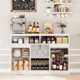 thumbnail image 4 of Coffee Bar Cabinet with Glass Doors and LED Lights, Wine Cabinet with Adjustable Shelves and Racks, Sideboard Buffet Storage for Kitchen Dining Room, White, 4 of 9