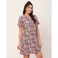 thumbnail image 3 of Moomaya Sleepwear, Printed Cotton Night Dress For Women, Short Sleeve Lounge Shirt, 3 of 9