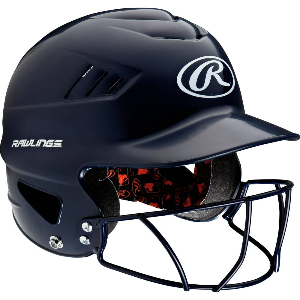 Rawlings Coolflo Batting Helmet with Mask, Navy Blue