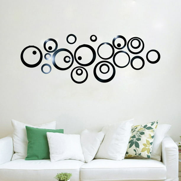 Circle Mirror Tiles Wall Stickers Bedroom Decal Self-Adhesive DIY Home