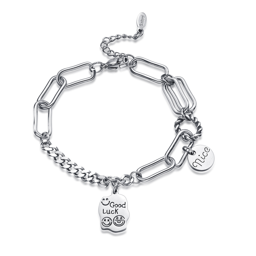 AUNOOL Good Luck Bracelet for Women Girls Cute Luck Smiley Face Charm