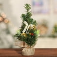 thumbnail image 3 of 3pcs Tabletop Christmas Trees with Burlap Base Mini Xmas Bonsai Home Party Bar Desktop Ornaments (Random), 3 of 6