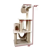 Angle View: Majestic Pet 62 in. Bungalow Sherpa Cat Tree