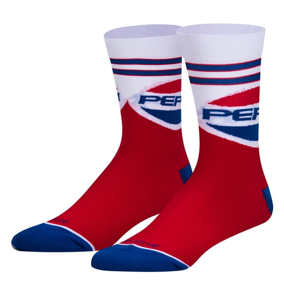 Cool Socks, Men's Funny Designer Novelty Socks, Pepsi Throwback Crew, Adult
