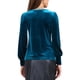 thumbnail image 3 of BLUSA de terciopelo INSPIRAR CHIC para mujer, de cuello redondo, manga larga abullonada, top casual XS azul pavo real, 3 of 6