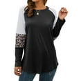 thumbnail image 6 of Nlife Women Stripes Leopard Print Crew Neck Long Sleeve Top, 6 of 11