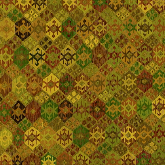 Ahgly Company Indoor Square Abstract Yellow Modern Area Rugs, 5' Square