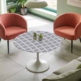 thumbnail image 4 of Moroccan Pattern Elastic Fitted Round Table Cover Geometric Trellis Grey Waterproof Outdoor Tablecloth for Holiday Party, Picnic, Patio & Dining Fits Tables Up to 36"-44", 4 of 8