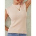 thumbnail image 3 of ZAXARRA Femmes Été Tricot Débardeurs, Couleur Unie Sans Manches Col Rond Slim Pull Gilet Streetwear, 3 of 6
