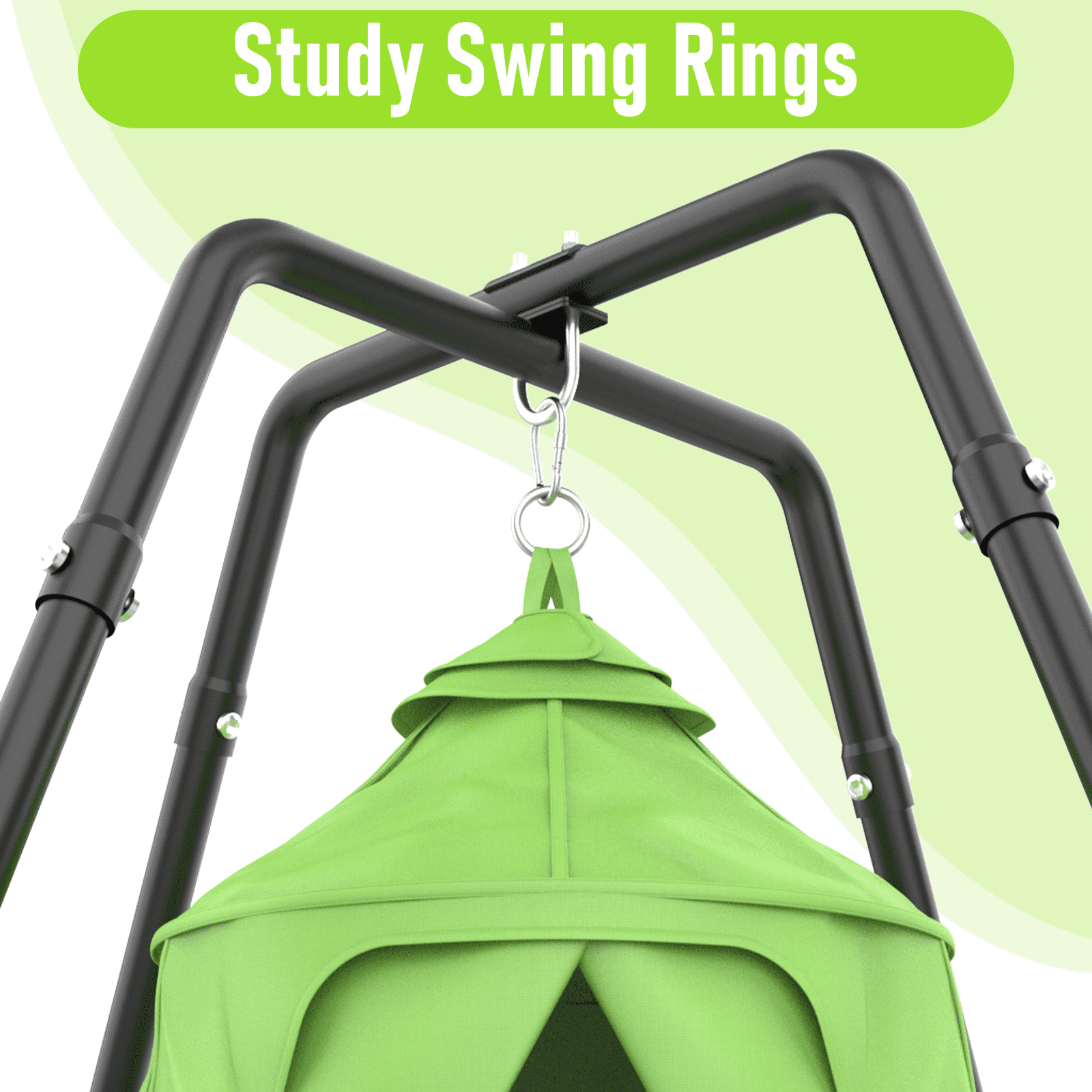 Yacona X-Shaped Swing Set, Sensory Swing with Stand, 330lbs Swing Stand Frame with Play Tent, Hammock Chair for Kids and Adults, Green