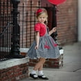thumbnail image 6 of IBTOM CASTLE Kids Baby Girls Christmas Party Dress Women Xmas Red Plaid Tutu Dress with Hooded Cloak Cape Family Matching Fancy Dress up Costume 3-4 Years Black + White Strapless, 6 of 8