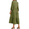thumbnail image 4 of Womens Casual 3/ 4 Sleeve Shirt Dress Button Down V Neck Tiered Collared Flowy Maxi Dress, 4 of 6