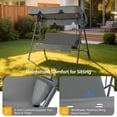 thumbnail image 2 of Ktaxon 3-Person Porch Swing with Stand, Outdoor Swing Chair with Adjustable Canopy & Cushion, Gray, 2 of 7