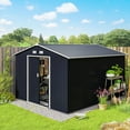 thumbnail image 2 of Outsunny 9' x 11' Garden Storage Shed with Foundation Kit, Metal Tool Storage House with Double Doors for Outdoor Patio Yard, Dark Grey, 2 of 10