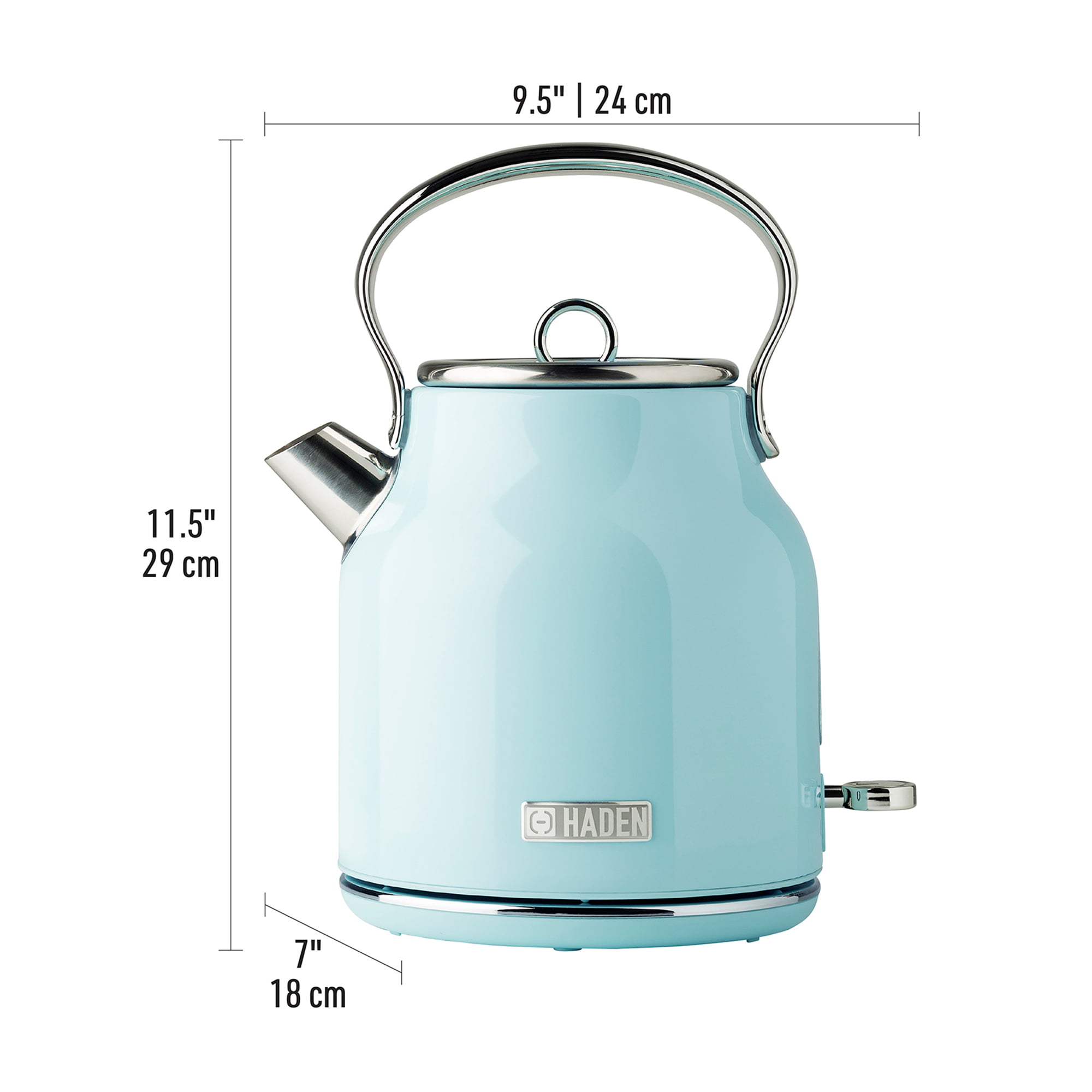  Haden 75004 Heritage 1.7 Liter (7 Cup) Stainless Steel Electric  Kettle with Auto Shut-Off and Boil Dry Protection, Turquoise: Home & Kitchen