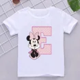 thumbnail image 3 of Camisetas de algodón para niños de Minnie, combinación de letras de la A a la Z, ropa de dibujos animados de Disney Kawaii, camisetas casuales para niños y niñas, 3 of 5