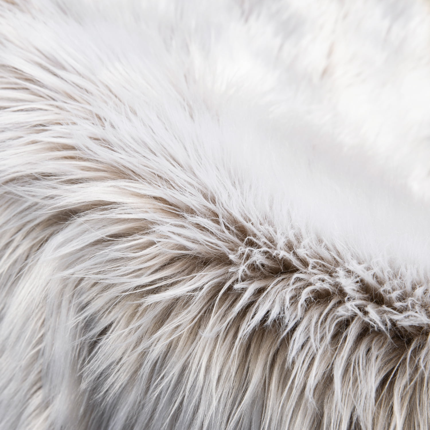 Deluxe Ultra Soft Faux Sheepskin Fur Series Fluffy Decorative Indoor Shag Area Rug, 2 x 6 Feet, Beige and White, 1 Pack
