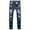 Blue1, variant on Mens Polyester Comfort Flex Waist Baggy Jeans for Men High-end Stretch Nostalgic Street Personality Embroidery Ripped Trousers Black6 M