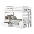 thumbnail image 3 of Bedz King Bunk Beds Twin over Twin Mission Style with End Ladder and 2 Under Bed Drawers, White, 3 of 10