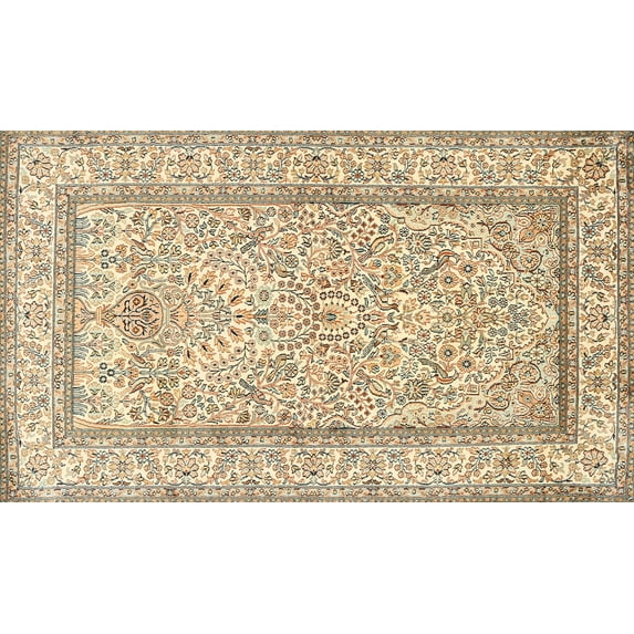 Ahgly Company Machine Washable Indoor Rectangle Traditional Khaki Gold Area Rugs, 7' x 10'