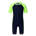 thumbnail image 1 of Sxiwei Kids Girls Boys One Piece Rashguard Zip Sun Protection Swimsuit Swimwear UPF 50+ Wetsuit Navy Blue&Fluorescen 4, 1 of 5