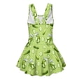 thumbnail image 5 of COEQINE Cute Swim Dress for Girls, One Piece Swimsuit with Flowy Skirt & Built-in Liner, Scoop Neck & Fixed Straps in V-Back Swimwear for Beach Pool, Ages 6-7, Pickle Jar Print Green, 5 of 8