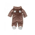 thumbnail image 2 of Infant Baby Girl Boy Fall Winter Outfits Bear Ears Hooded Romper Jumpsuit Bodysuit Warm Fleece Clothes Toddle lothing Fleece Clothing 0-12 M, 2 of 7
