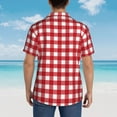 thumbnail image 4 of Pofeuu Red Checkboard Print Hawaiian Shirt for Men Sleeves Casual Button Down Summer Beach Dress Shirts T-Shirts,Large, 4 of 7