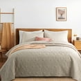 thumbnail image 2 of UNIKOME Lightweight 3 Piece Microfiber Coverlet Set Quilted Design, Khaki, Full/Queen, 2 of 5