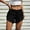 Black, variant on Women's Faux Suede Fringe Shorts – High Waist with Zipper Button Closure, Solid Color Boho Summer Shorts Brown,L
