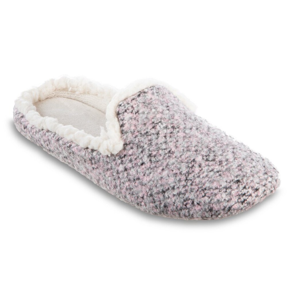 women's isotoner jessie microsuede heathered knit hoodback slipper