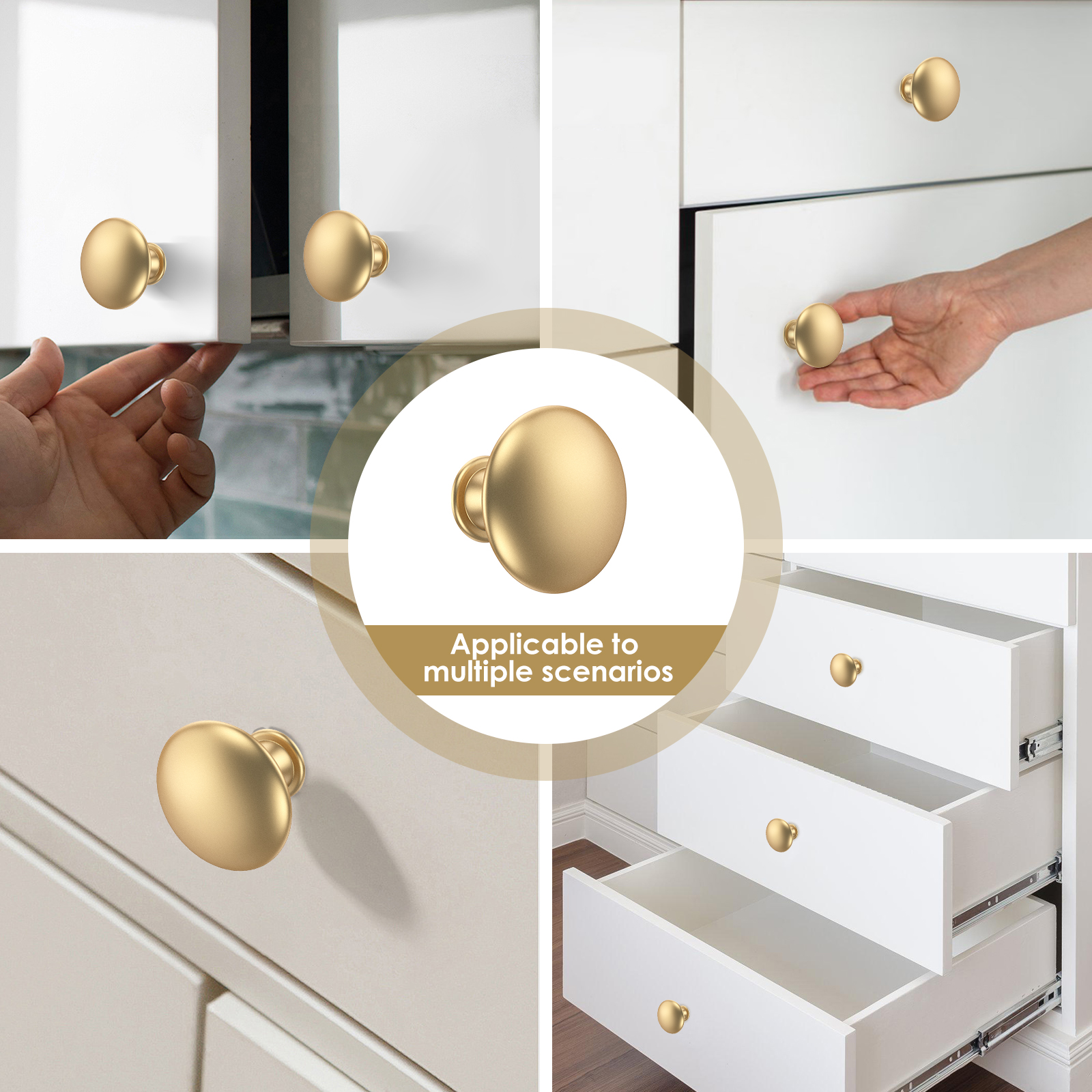 Grusce 50PCS Drawer Knob Set, Zinc Alloy Cabinet Handles, Rustproof Gold Dresser Knobs with Screws, Decorative Drawer Pull Handle Furniture Knobs for Kitchen Cabinets Drawer Dresser