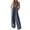 Dark Blue, variant on TOUMENY Spring Fall Denim Jumpsuit for Women V-Neck Backless Wide Leg Romper Casual Loose Beach Vacation Party One Piece Jumpsuits Beige L