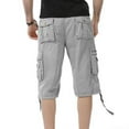 thumbnail image 3 of fartey Men Cargo Capri Pants 2025 Baggy Fit Summer Running Sports Hiking Outdoors Short Mult Pockets Button Zipper Drawstring Short, 3 of 4