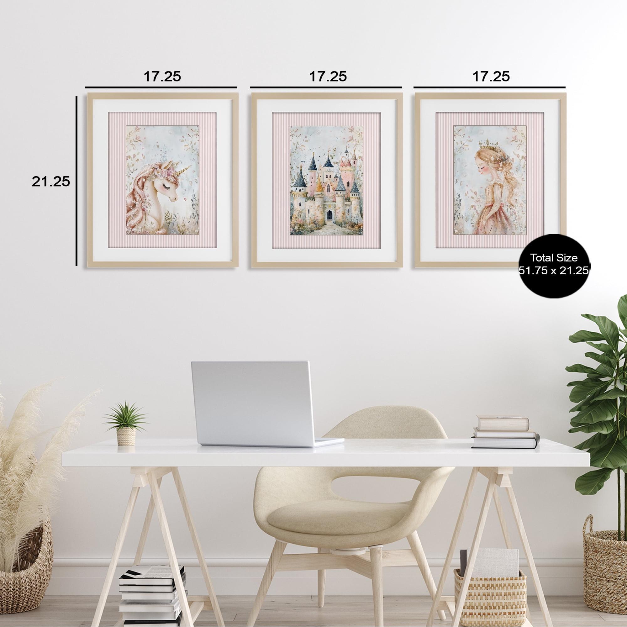 Stupell Industries Fantasy Enchanted Dreams 3 Piece Birch Framed Print Under Glass Set, design by Christine Simpson Art