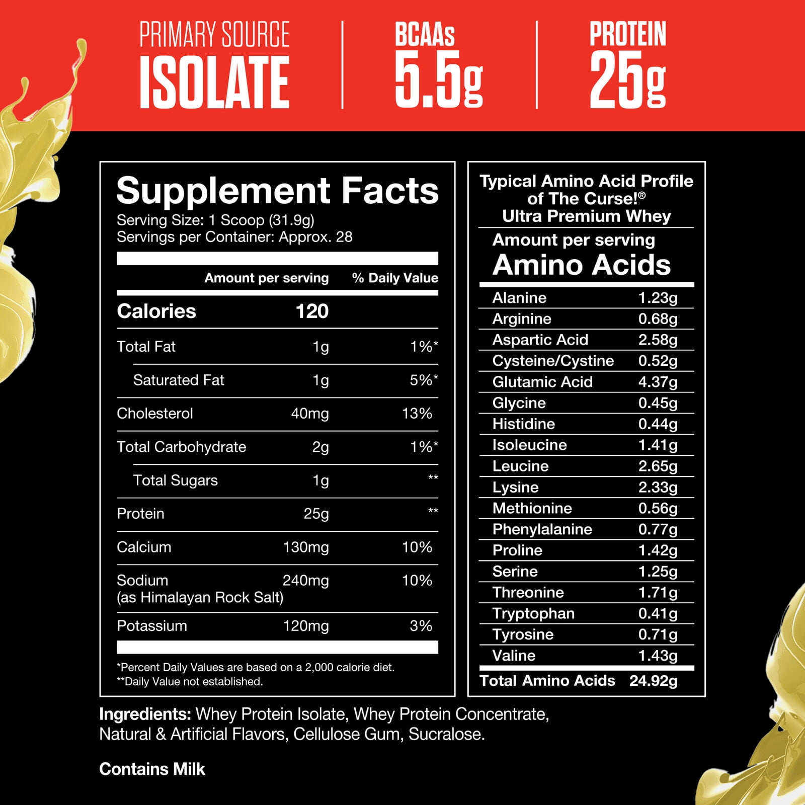 JNX Sports® The Curse! Ultra Premium Whey Protein Powder Vanilla Bean, Whey Protein Isolate Blend, 25g Protein per Serving, 2 lb