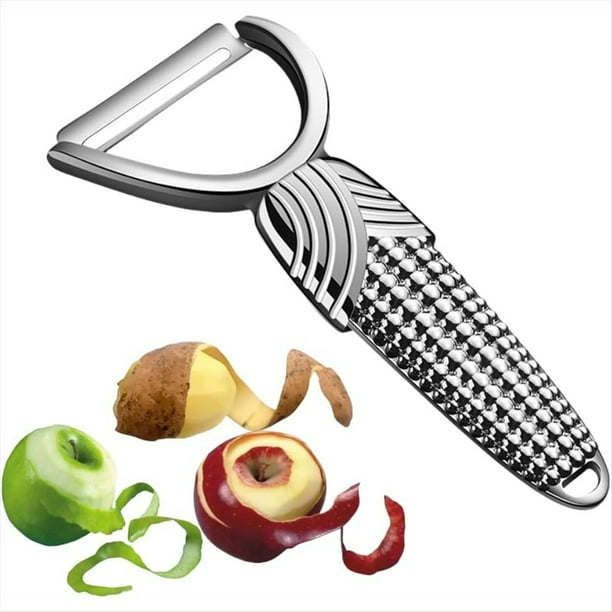 Pelador de Verduras Giratorio con y Cuchillas de Acero Inoxidable para Verduras, Frutas, Patatas, Zanahorias y Manzanas - Plateado