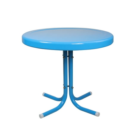 21 75 Turquoise Blue Retro Outdoor, Vintage Metal Patio Side Table