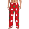 thumbnail image 2 of Picia White and Green Polka Dot Mens Soft Woven Cotton Elastic Waistband Sleep Pajama Pant Lounge Sleep Pant With Pockets And Drawstring-Small, 2 of 9