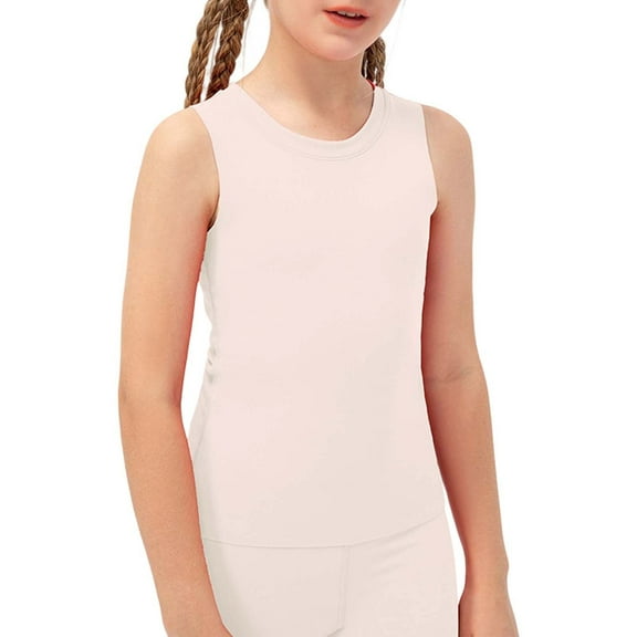 Daznico Girls Workout Tank Top Stretchy Yoga Vest for Kids Soft Breathable Athletic Tee Comfortable Activewear for Sports and Dance,9-10 Years
