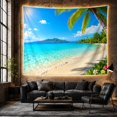 thumbnail image 6 of Tropical Beach with Palm Tree and Plumeria, Serene Coastal for Beach Lovers, Botanical Wall Art, Housewarming Gift, Tapestry Wall Hanging for Bedroom and Living Room, 6 of 7
